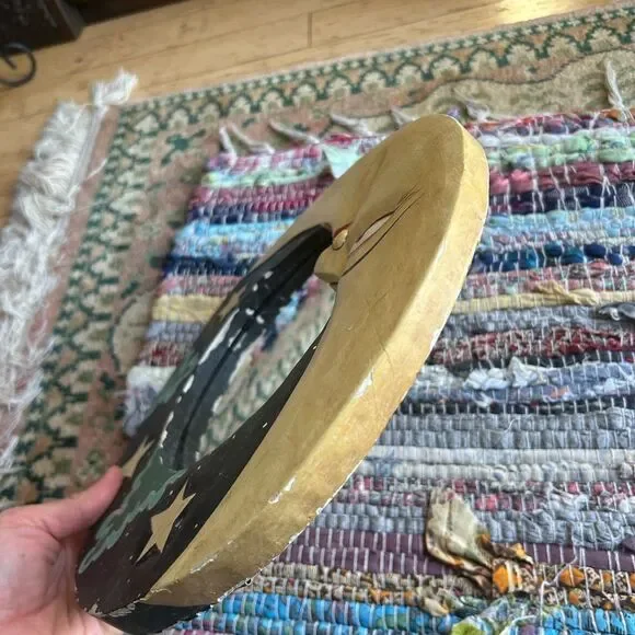 Vintage 90s 11.5" Handcarved Celestial Moon Stars Wall Mirror Indonesia Whimsy - Picture 5 of 16